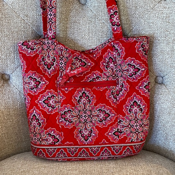 Vera Bradley Handbags - Vera Bradley Red Quilted Paisley Tote Shoulder Bag